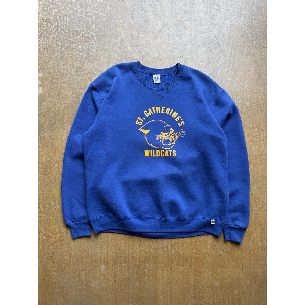 Vintage 90s Russell Athletic Wildcats Collegiate Crewneck Sweater L USA Made